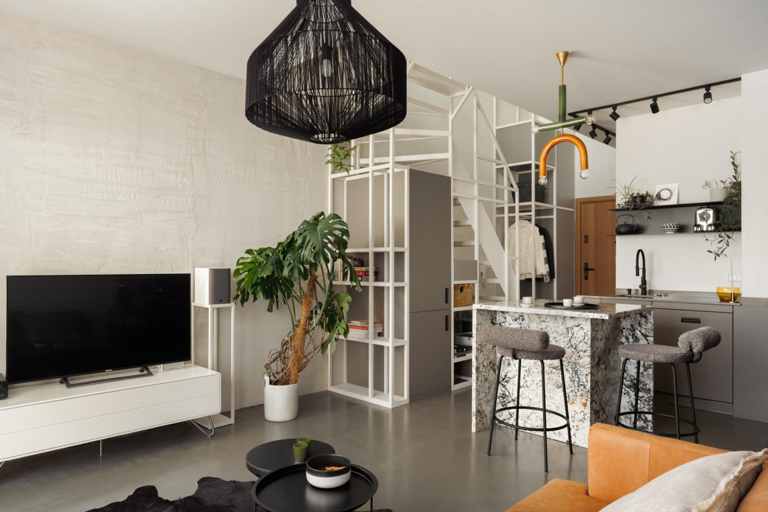 Mieszkanie z sypialnią na antresoli, Design: Architekt Magdalena Daszkiewicz, pracownia PRZESTRZENIE