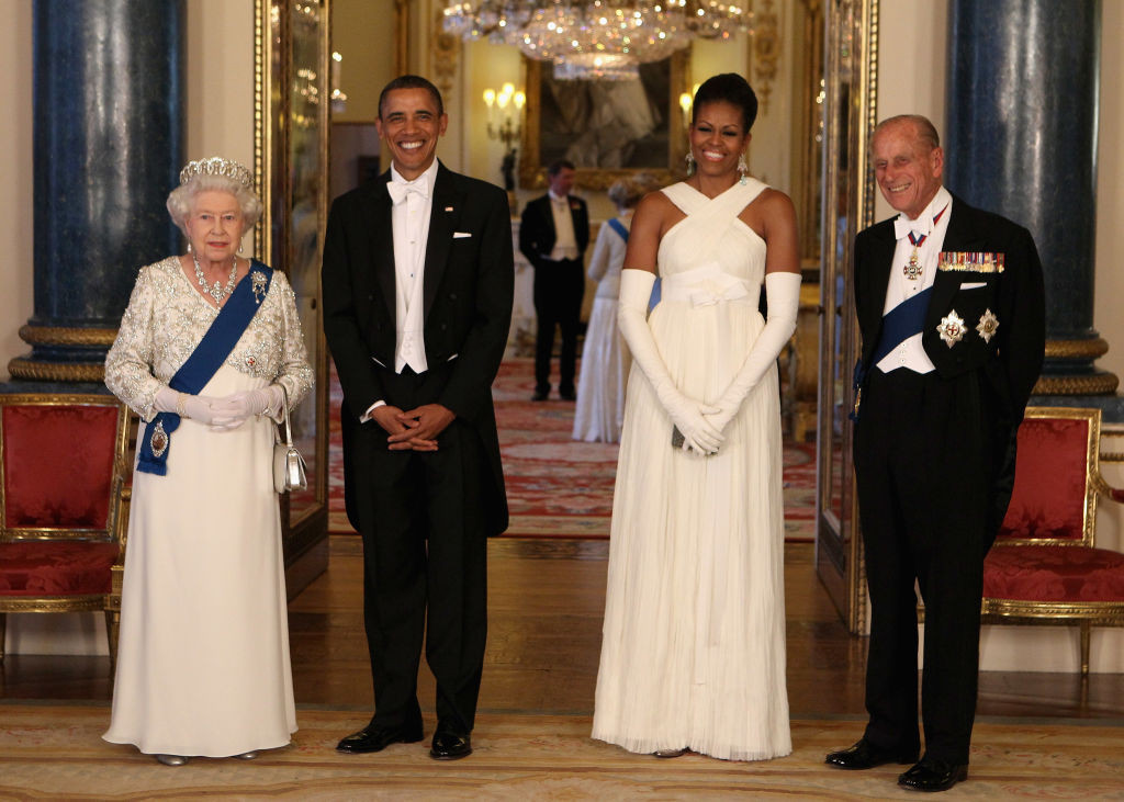 Królowa Elżbieta II i książę Filip z Barackiem i Michelle Obamą