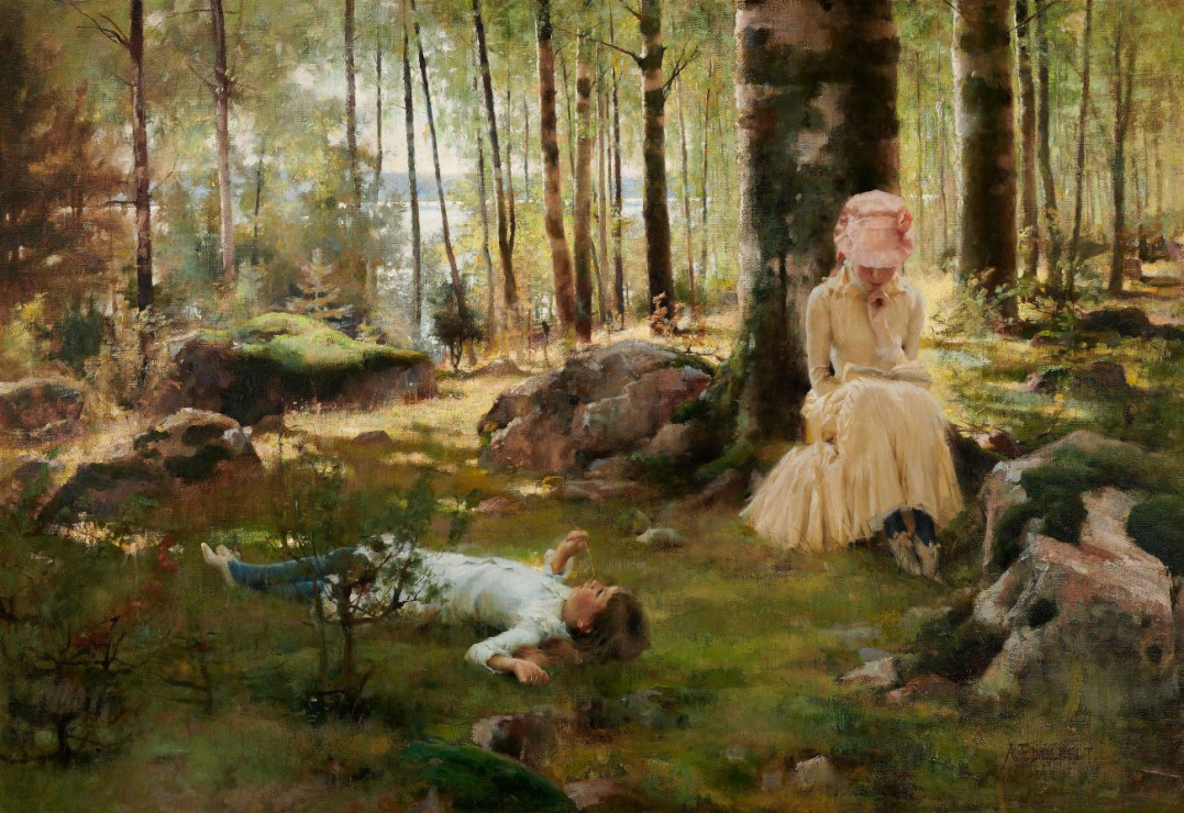 Albert Edelfelt (1854–1905, Finlandia) Pod brzozami (Dzieci w lesie brzozowym nad fiordem Haikko) 1882 olej, płótno Muzeum Narodowe w Warszawie