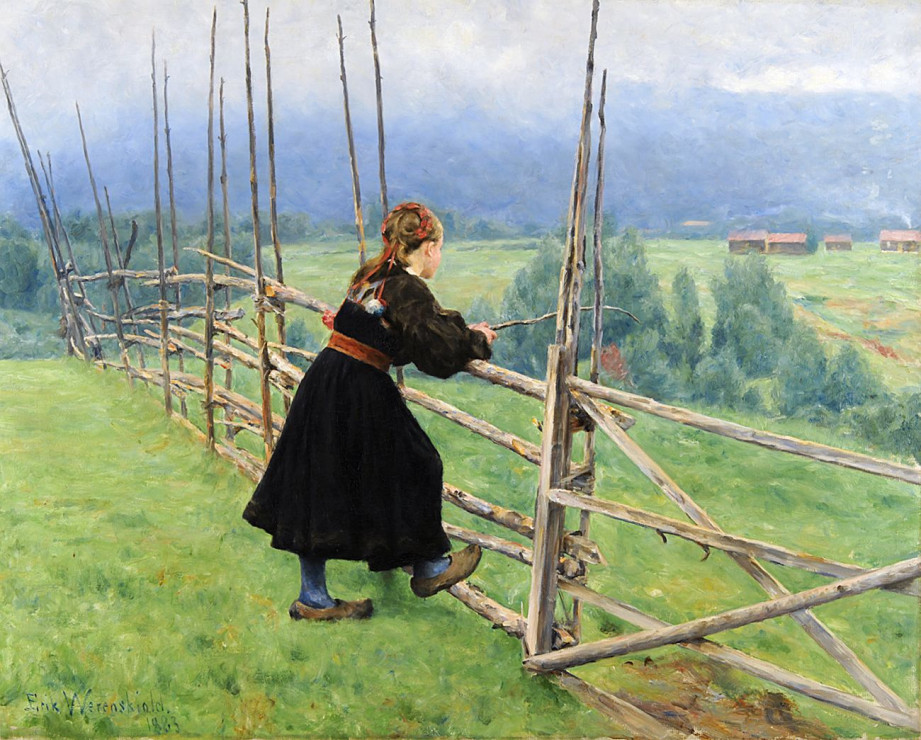 Erik Werenskiold (1855–1938, Norwegia) Na równinie 1883 olej, płótno Gothenburg Museum of Art