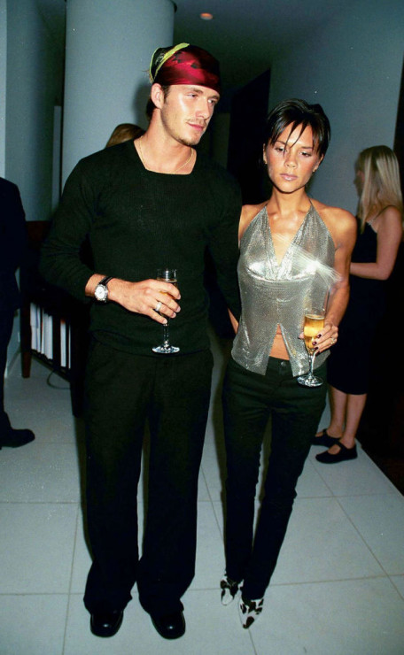 David Beckham i Victoria Beckham na premierze biżuterii Jade Jagger 20 września 1999 roku w Londynie.