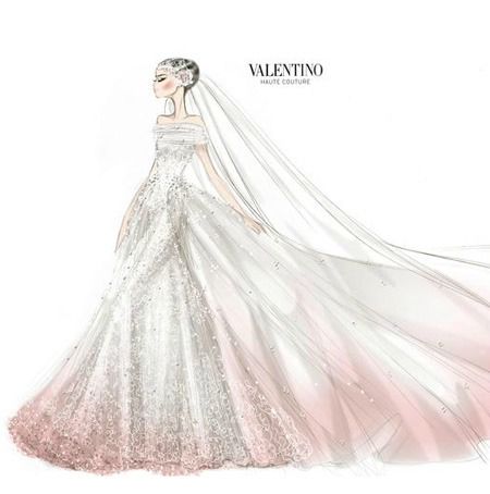 Szkic sukni ślubnej Anne Hathaway / mat. prasowe Valentino Haute Couture
